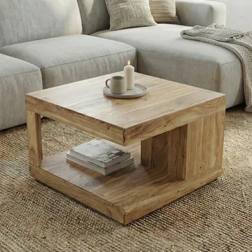 Zelvik kvadratisk sofabord 60 cm i massivt akasietre - Akasiatre (natur) - Møbler - Bord - Sofabord - Sofabord med oppbevaring