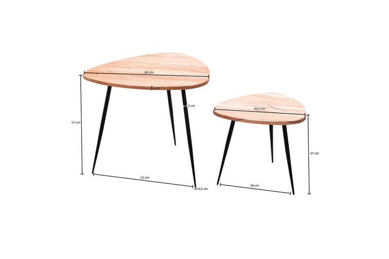 Zipp Settbord 2-pk 60 cm - Brun - Møbler - Bord - Sofabord