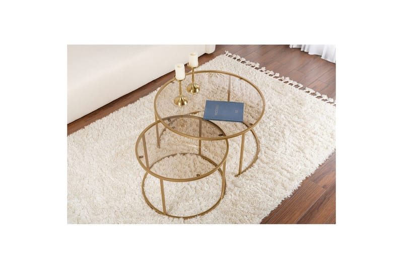 Sofabordsett 2 stykker Rikiya Gullbronse - Gullbronse - Møbler - Bord - Sofabord