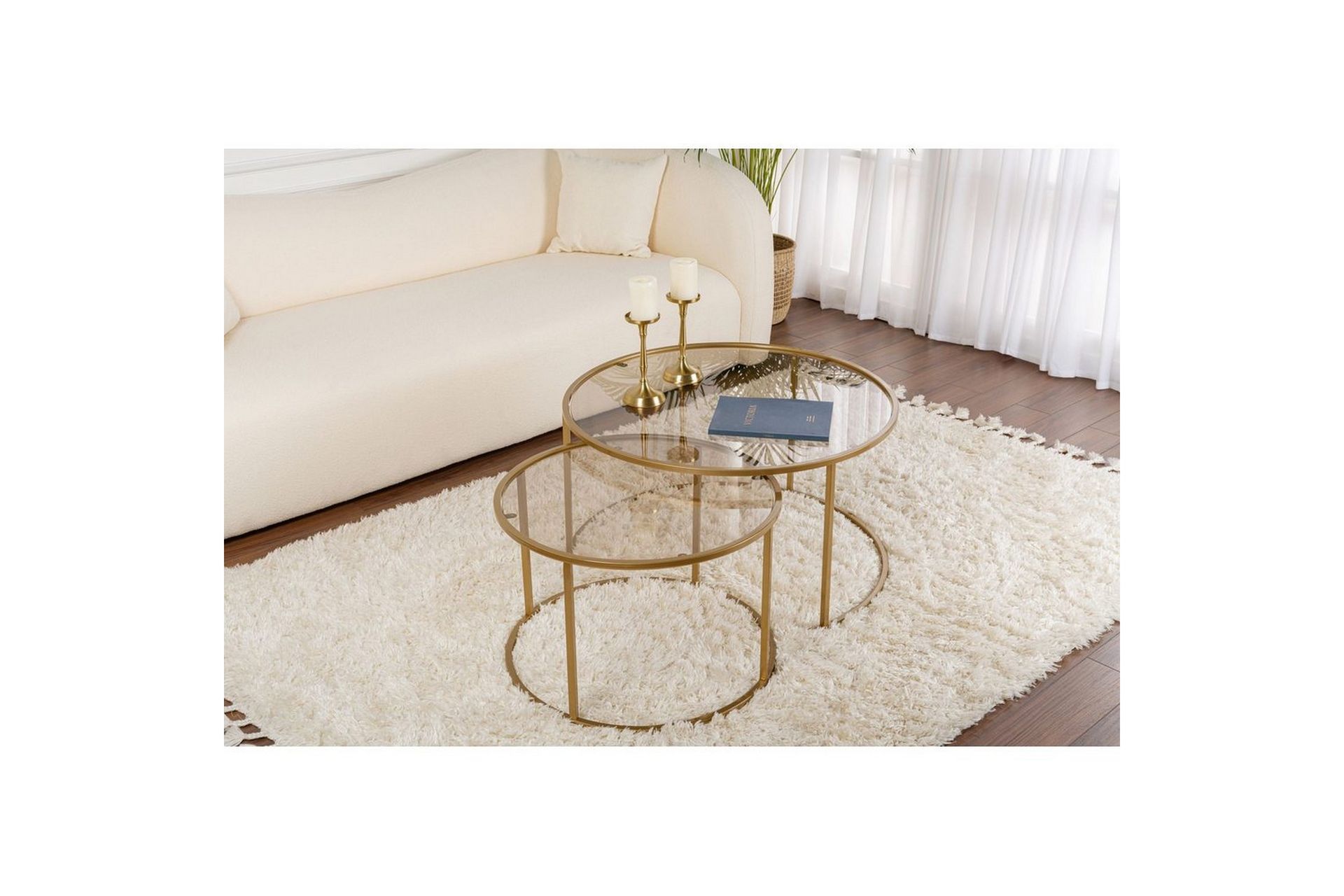 Sofabordsett 2 stykker Rikiya Gullbronse - Gullbronse - Møbler - Bord - Sofabord
