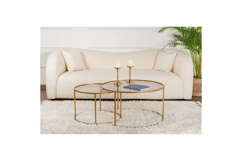 Sofabordsett 2 stykker Rikiya Gullbronse - Gullbronse - Møbler - Bord - Sofabord