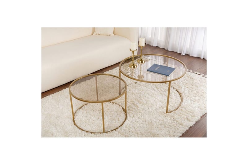 Sofabordsett 2 stykker Rikiya Gullbronse - Gullbronse - Møbler - Bord - Sofabord