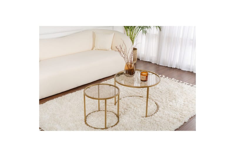 Sofabordsett 2 stykker Rikiya Liten Gullbronse - Gullbronse - Møbler - Bord - Sofabord