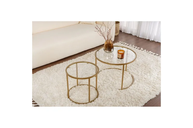 Sofabordsett 2 stykker Rikiya Liten Gulltransparent - Gulltransparent - Møbler - Bord - Sofabord