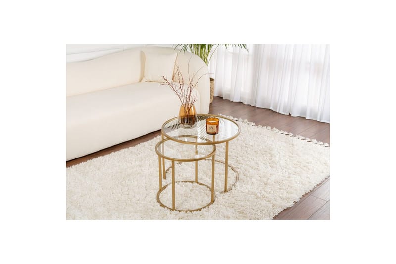 Sofabordsett 2 stykker Rikiya Liten Gulltransparent - Gulltransparent - Møbler - Bord - Sofabord