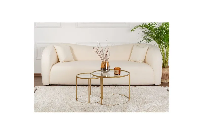 Sofabordsett 2 stykker Rikiya Liten Gulltransparent - Gulltransparent - Møbler - Bord - Sofabord