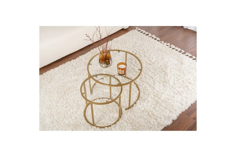 Sofabordsett 2 stykker Rikiya Liten Gulltransparent - Gulltransparent - Møbler - Bord - Sofabord