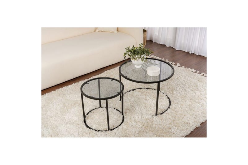 Sofabordsett 2 stykker Rikiya Liten Svart Grå - Svart Grå - Møbler - Bord - Sofabord