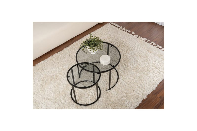 Sofabordsett 2 stykker Rikiya Liten Svart Grå - Svart Grå - Møbler - Bord - Sofabord