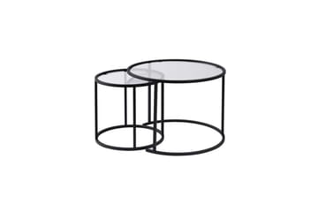 Sofabordsett 2 stykker Rikiya Liten Svart Transparent
