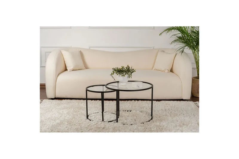 Sofabordsett 2 stykker Rikiya Liten Svart Transparent - Svart Transparent - Møbler - Bord - Sofabord