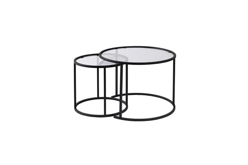 Sofabordsett 2 stykker Rikiya Liten Svart Transparent - Svart Transparent - Møbler - Bord - Sofabord