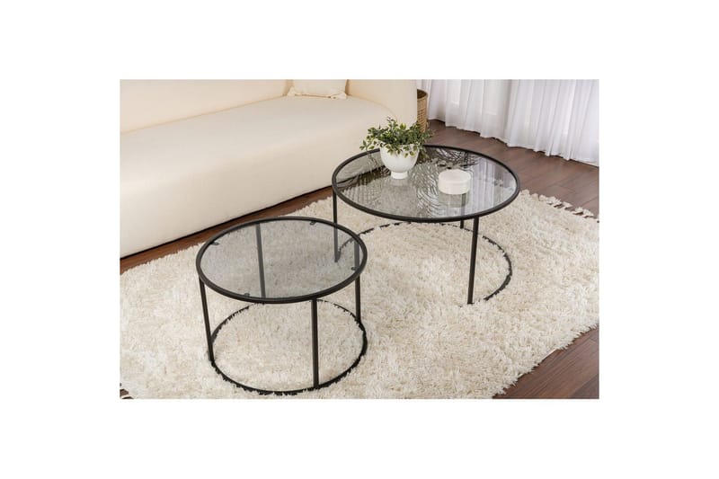 Sofabordsett 2 stykker Rikiya Svart Grå - Svart Grå - Møbler - Bord - Sofabord