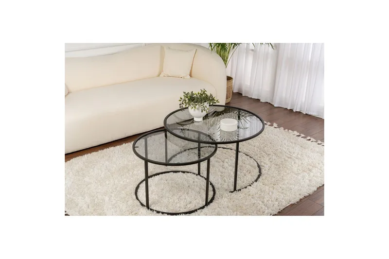 Sofabordsett 2 stykker Rikiya Svart Grå - Svart Grå - Møbler - Bord - Sofabord