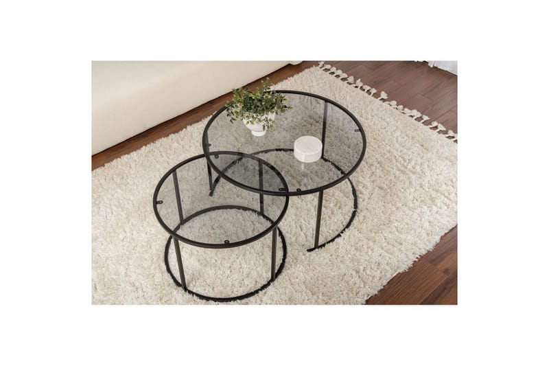 Sofabordsett 2 stykker Rikiya Svart Gr å - Svart Grå - Møbler - Bord - Sofabord