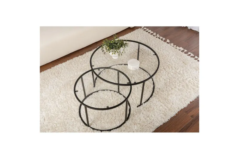 Sofabordsett 2 stykker Rikiya Svart Transparent - Svart Transparent - Møbler - Bord - Sofabord