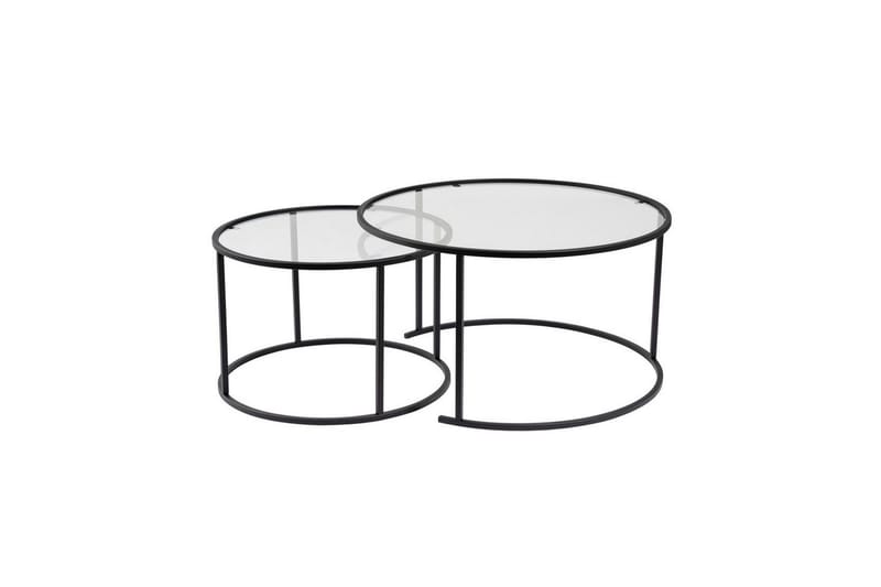 Sofabordsett 2 stykker Rikiya Svart Transparent, Svart Transparent
