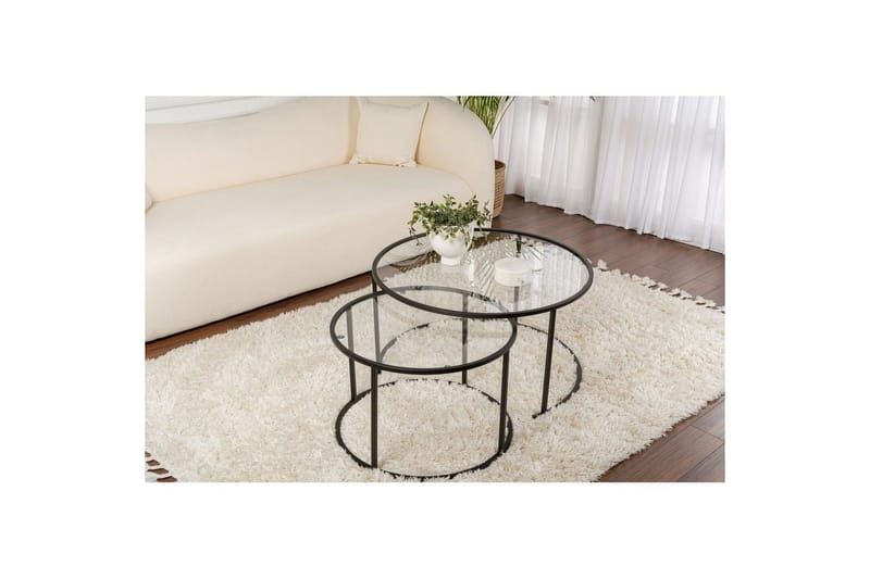 Sofabordsett 2 stykker Rikiya Svart Transparent - Svart Transparent - Møbler - Bord - Sofabord