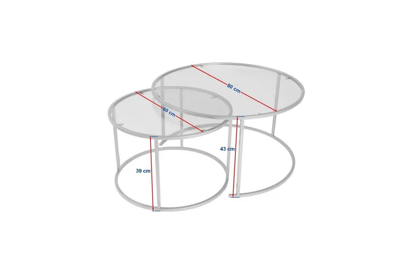 Sofabordsett 2 stykker Rikiya Svart Transparent - Svart Transparent - Møbler - Bord - Sofabord
