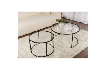 Sofabordsett 2 stykker Rikiya Svart Transparent - Svart Transparent - Møbler - Bord - Sofabord