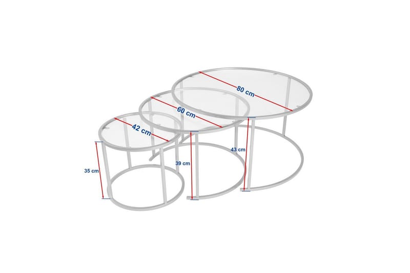 Sofabordsett 3 stykker Rikiya Gulltransparent - Gulltransparent - Møbler - Bord - Sofabord