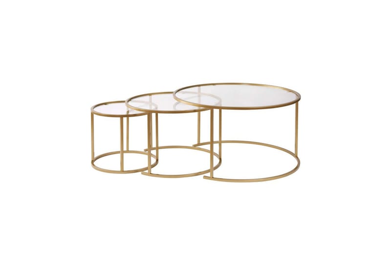 Sofabordsett 3 stykker Rikiya Gulltransparent - Gulltransparent - Møbler - Bord - Sofabord