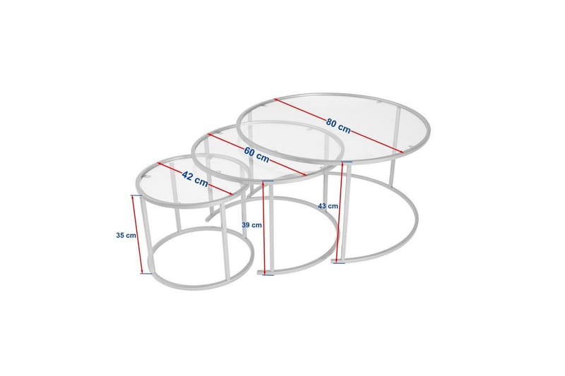 Sofabordsett 3 stykker Rikiya Svart Grå - Svart Grå - Møbler - Bord - Sofabord