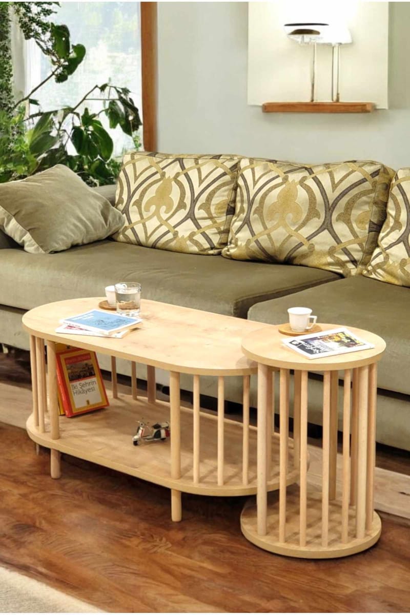 Sofabordsett Hanah Home Peka Set (90 x 43 x 45 cm) Sapphire Oak - Sapphire Oak - Møbler - Bord - Sofabord