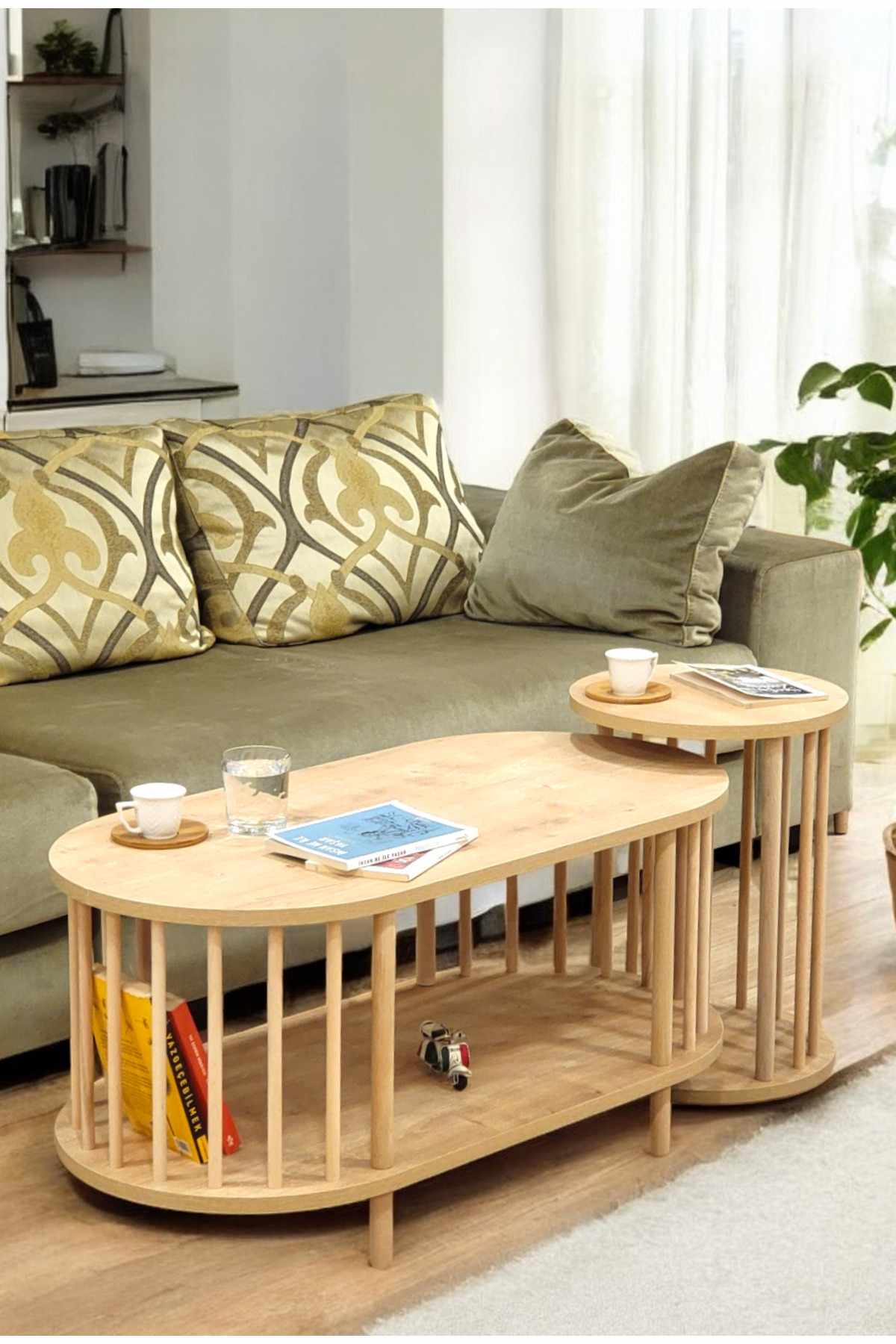 Sofabordsett Hanah Home Peka Set (90 x 43 x 45 cm) Sapphire Oak - Sapphire Oak
