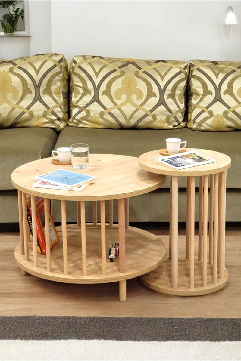 Sofabordsett Hanah Home Peka Set Pro (Ø60 x H43 cm) Sapphire Oak - Sapphire Oak - Møbler - Bord - Sofabord