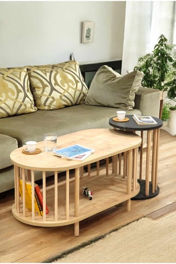 Sofabordsett Hanah Home Peka Set (90 x 43 x 45 cm) Sapphire eik antrasitt - Sapphire Oak/Antrasitt - Møbler - Bord - Sofabord