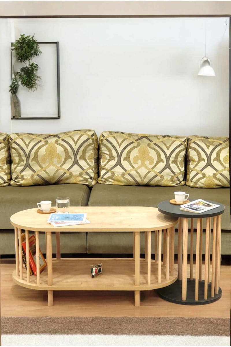 Sofabordsett Hanah Home Peka Set (90 x 43 x 45 cm) Sapphire eik antrasitt - Sapphire Oak og antrasitt - Møbler - Bord - Sofabord