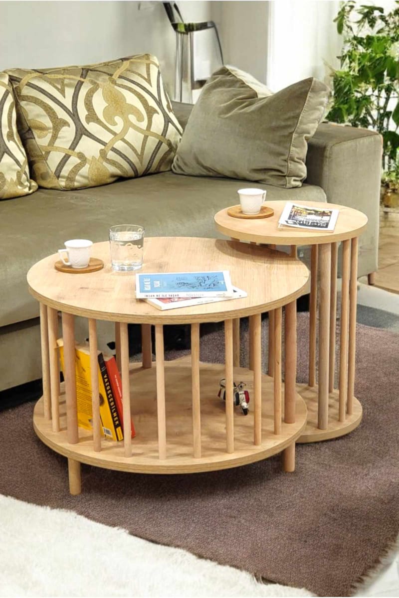 Sofabordsett Hanah Home Peka Set Pro (Ø60 x H43 cm) Sapphire Oak - Sapphire Oak - Møbler - Bord - Sofabord