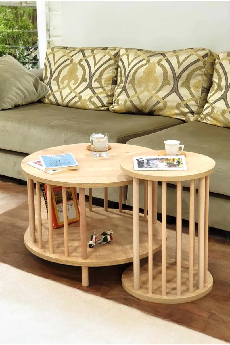 Sofabordsett Hanah Home Peka Set Pro (Ø60 x H43 cm) Sapphire Oak, Sapphire Oak