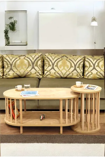 Sofabordsett Hanah Home Peka Set (90 x 43 x 45 cm) Sapphire Oak - Sapphire Oak - Møbler - Bord - Sofabord