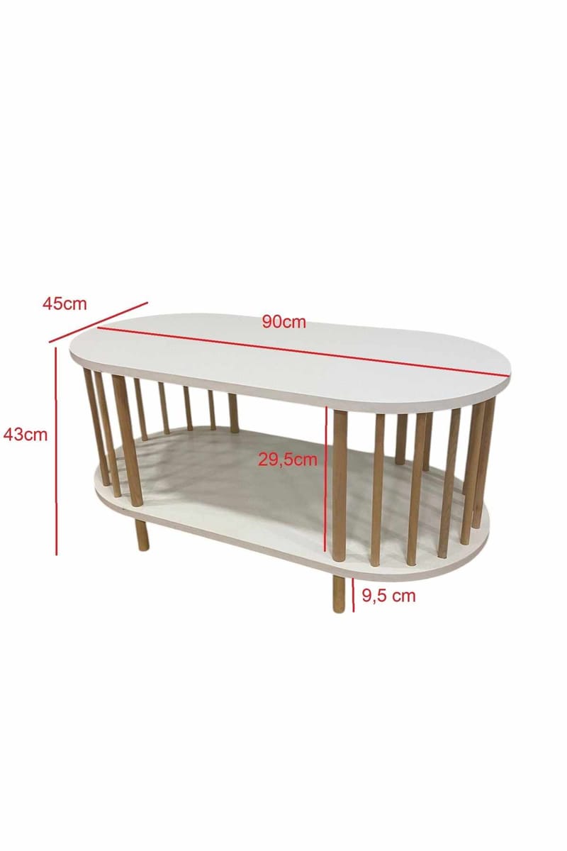 Sofabordsett Hanah Home Peka Set (90 x 43 x 45 cm) Sapphire eik hvit - Sapphire Oak og hvit - Møbler - Bord - Sofabord