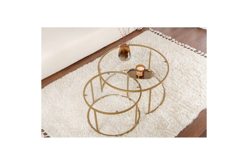 Sofabordsett Rikiya Gull Transparent - Møbler - Bord - Sofabord