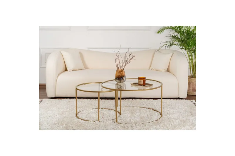 Sofabordsett Rikiya Gull Transparent - Møbler - Bord - Sofabord