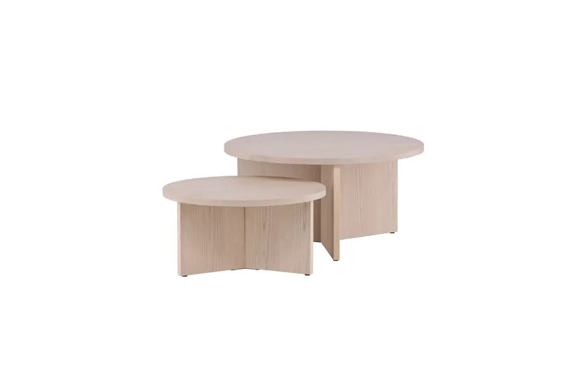 Sofabordsett Saltø 2stk Runde 85 cm/65 cm Tre Hvit - Hvit - Møbler - Bord - Sofabord