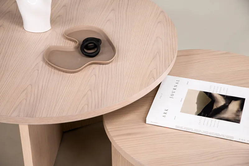 Sofabordsett Saltø 2stk Runde 85 cm/65 cm Tre Hvit - Hvit - Møbler - Bord - Sofabord