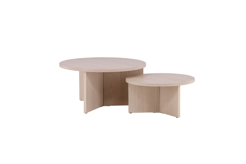 Sofabordsett Saltø 2stk Runde 85 cm/65 cm Tre Hvit - Hvit - Møbler - Bord - Sofabord