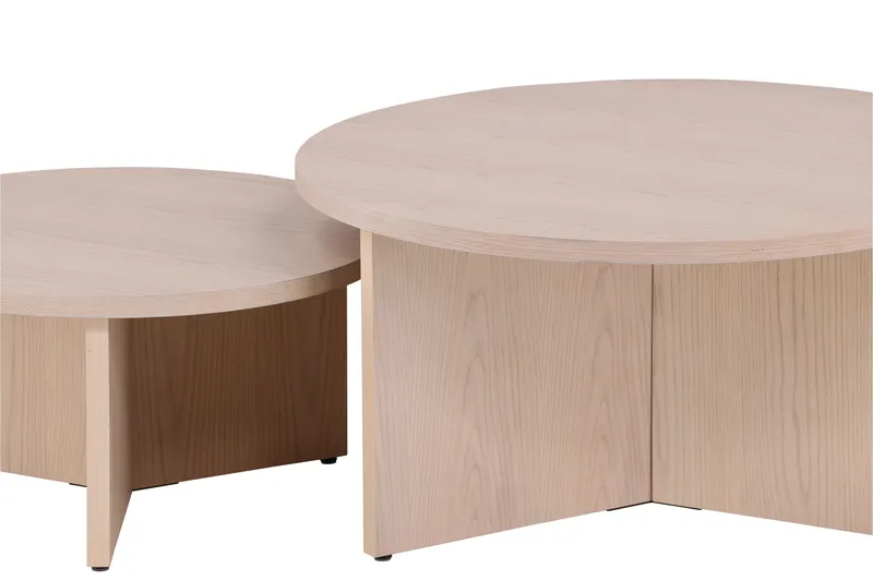 Sofabordsett Saltø 2stk Runde 85 cm/65 cm Tre Hvit - Hvit - Møbler - Bord - Sofabord