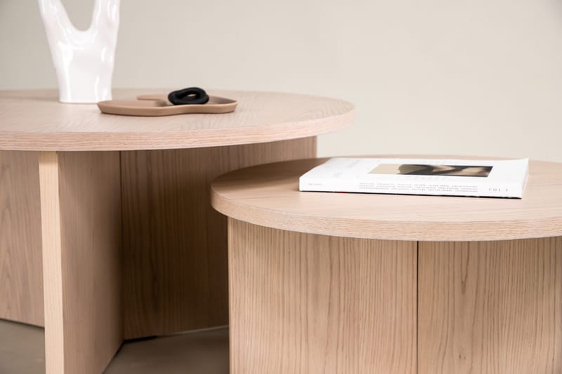 Sofabordsett Saltø 2stk Runde 85 cm/65 cm Tre Hvit - Hvit - Møbler - Bord - Sofabord