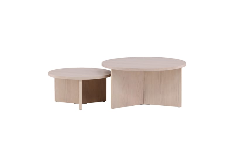 Sofabordsett Saltø 2stk Runde 85 cm/65 cm Tre Hvit - Hvit - Møbler - Bord - Sofabord