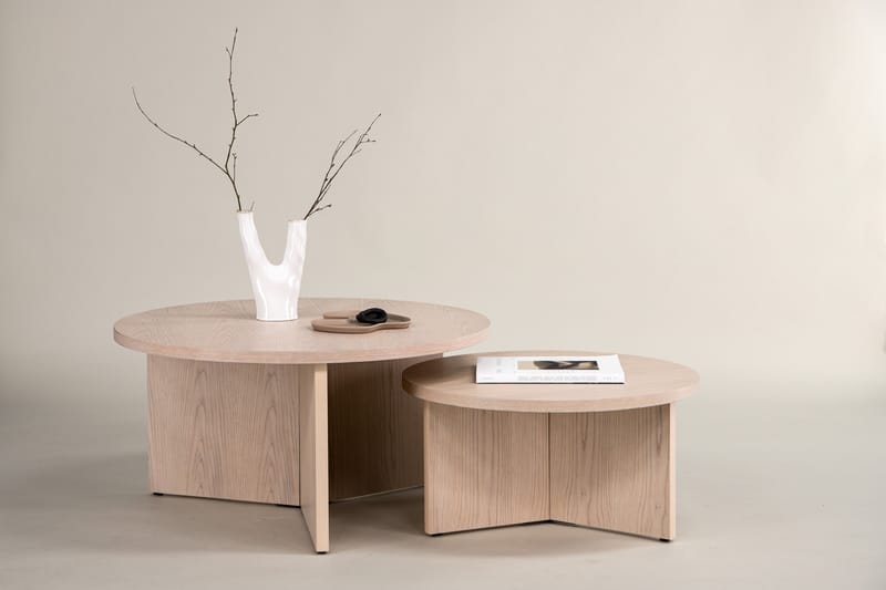 Sofabordsett Saltø 2stk Runde 85 cm/65 cm Tre Hvit - Hvit - Møbler - Bord - Sofabord