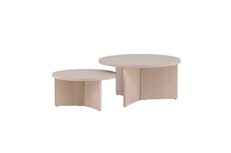 Sofabordsett Saltø 2stk Runde 85 cm/65 cm Tre Hvit - Hvit - Møbler - Bord - Sofabord