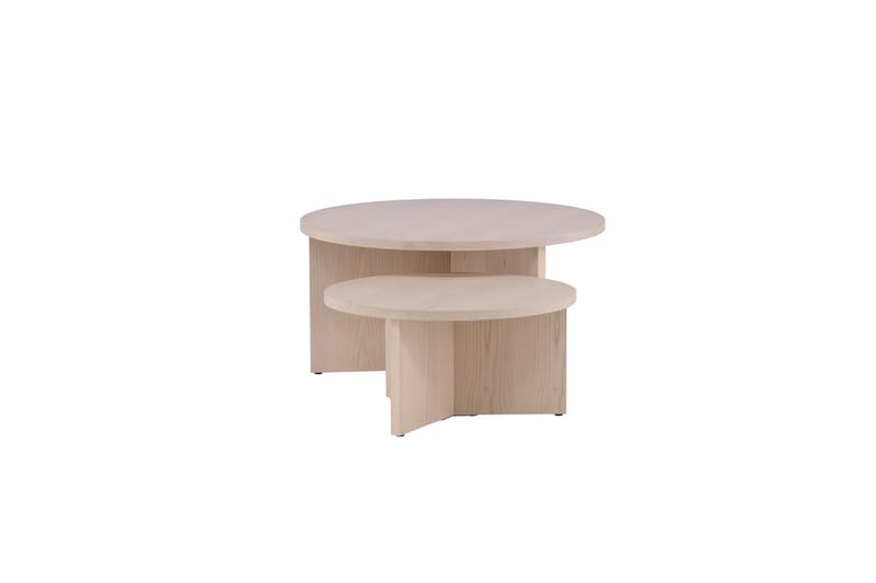 Sofabordsett Saltø 2stk Runde 85 cm/65 cm Tre Hvit - Hvit - Møbler - Bord - Sofabord
