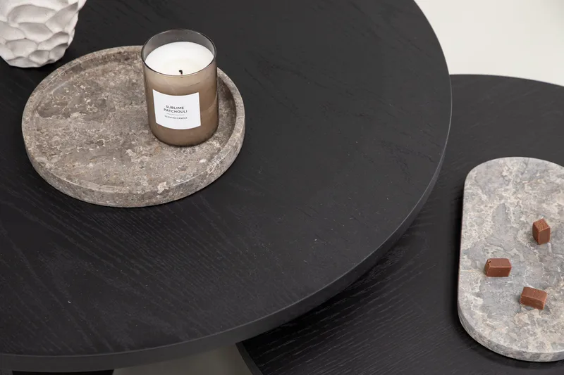 Sofabordsett Saltø 2stk Runde 85 cm/65 cm Tre Svart - Svart - Møbler - Bord - Sofabord