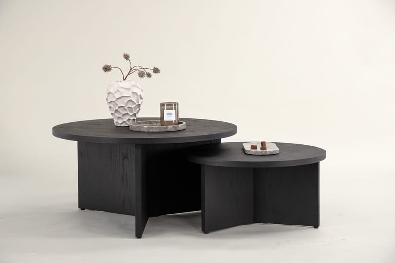 Sofabordsett Saltø 2stk Runde 85 cm/65 cm Tre Svart - Svart - Møbler - Bord - Sofabord