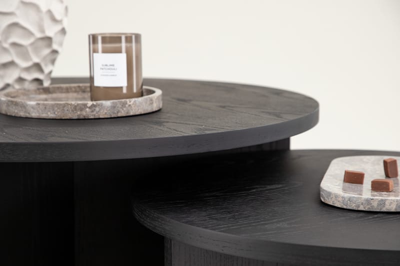 Sofabordsett Saltø 2stk Runde 85 cm/65 cm Tre Svart - Svart - Møbler - Bord - Sofabord